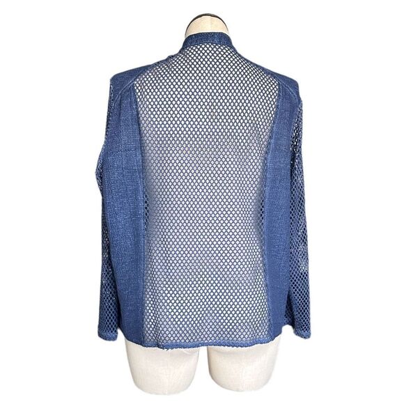 Chico’s Women’s Blue All-Over Mesh Drape-Front‎ Jacket Size XL - Picture 4 of 4
